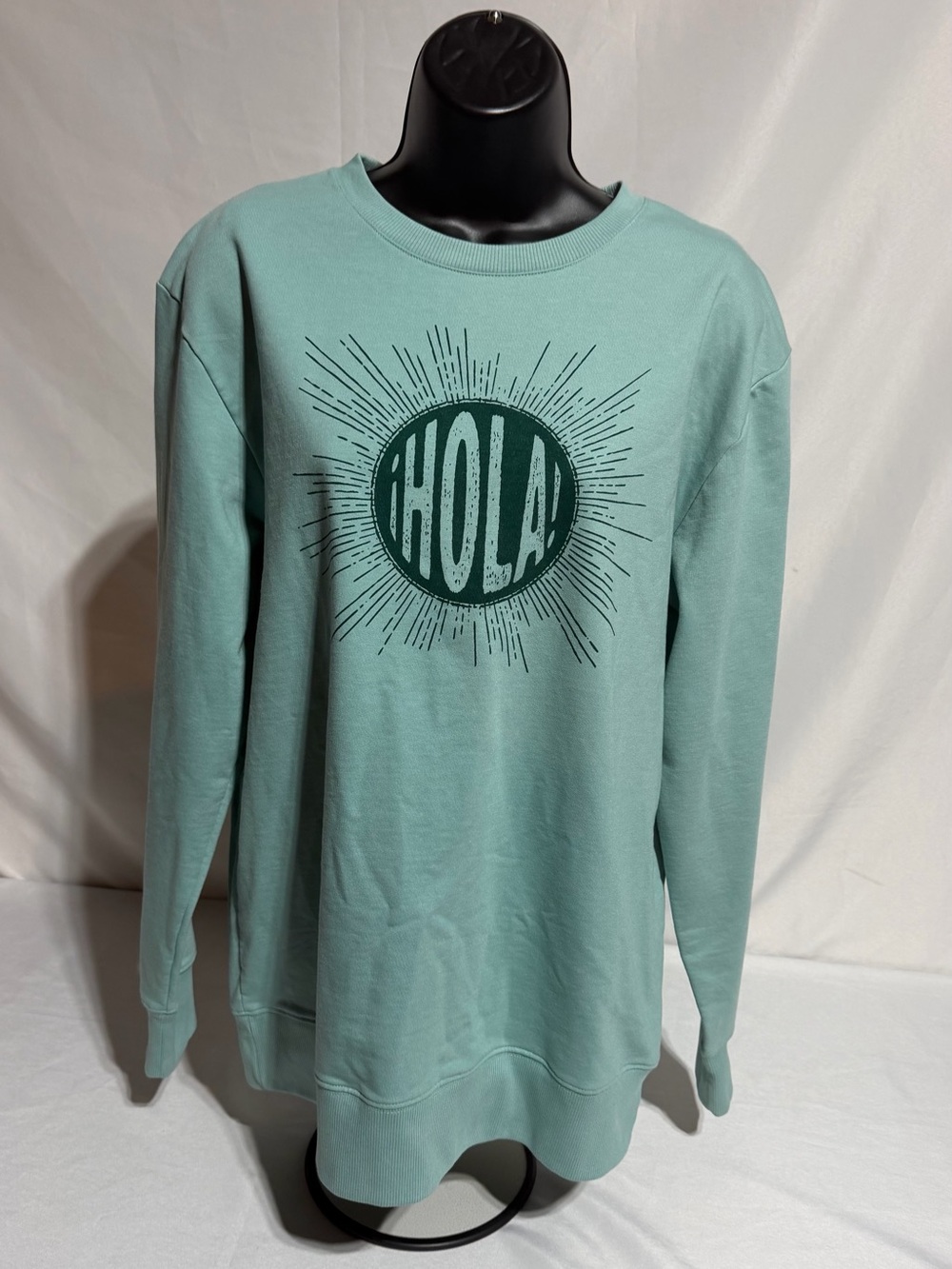 Hola! Latino Heritage Month Graphic Sweatshirt Women's Small Sage Green